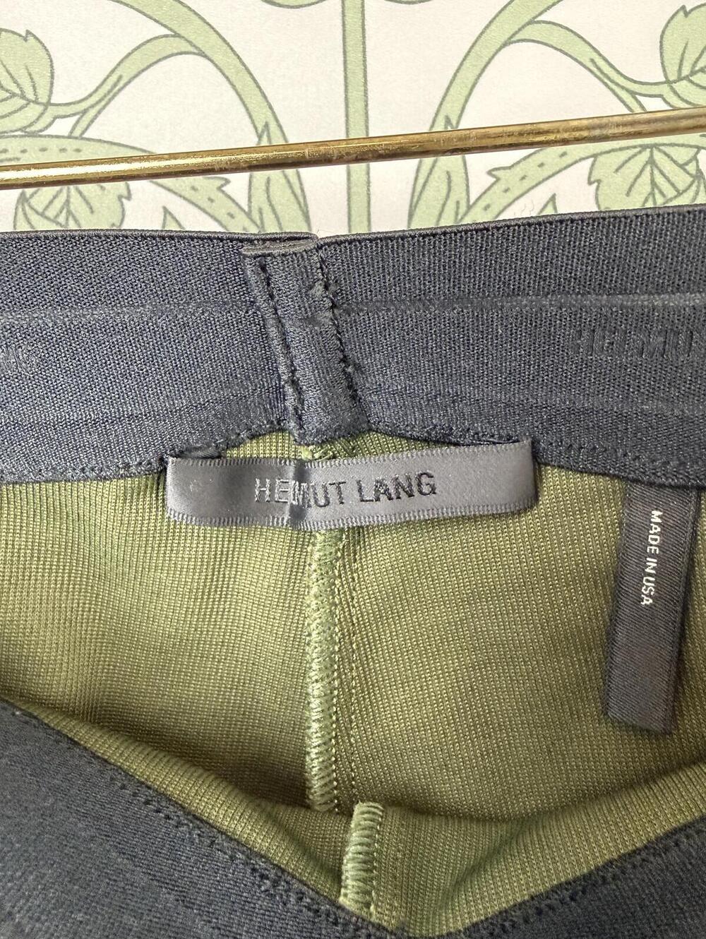 Helmut Lang Olive Double Needle Rib Flared Trousers Leggings - Size - Small - Picture 7 of 8